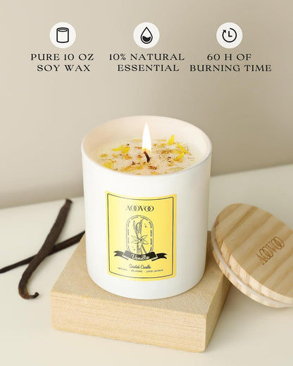 AOOVOO Lavender Scented Candles for Women - Aromatherapy Candle with Crystals Inside, 10oz Soy Candles for Home Scented, Birthday Gifts Mothers Day Candle for Women Mom