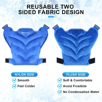 Chenove Ice Pack for Shoulders Upper Back with Strap, Neck and Shoulder Ice Pack Wrap Rotator Cuff Gel Reusable with Cold Compression Therapy, Soreness (Black)