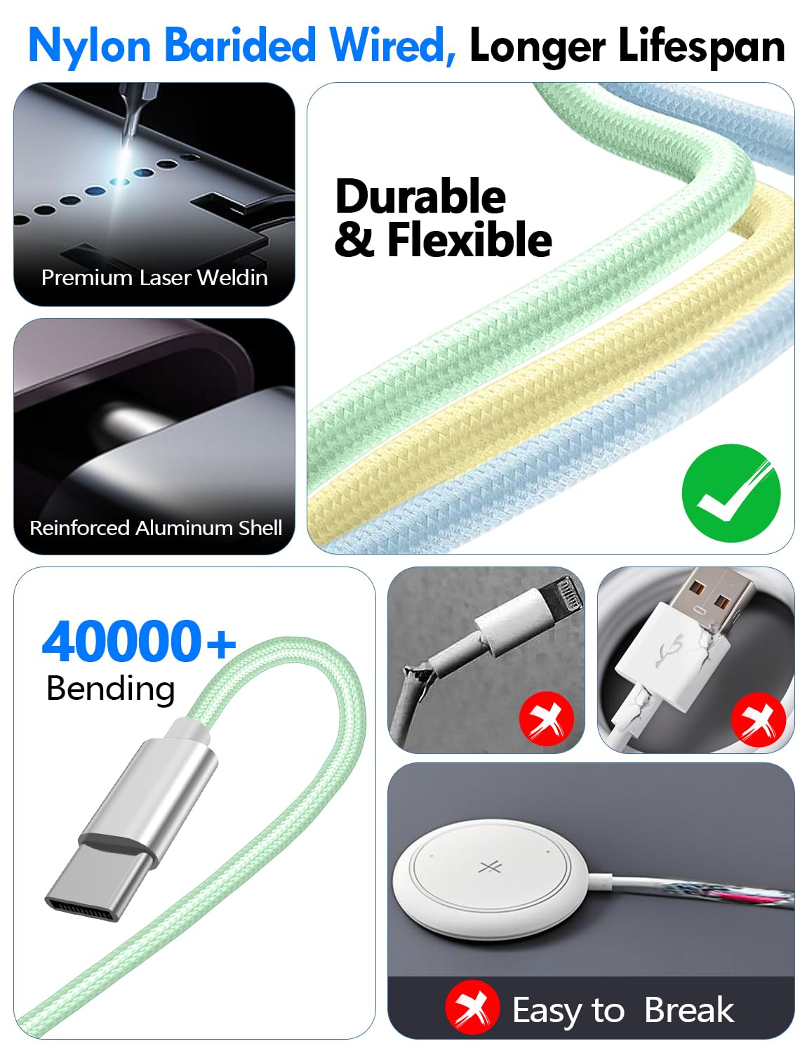 Travel Essentials for Apple Watch Charger,3-in-2 Multi Charging Cable