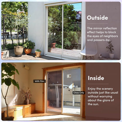 Coavas One Way Privacy Window Film, Heat Control Window Tint for Home, Sun Blocking Reflective Window Film See Out Not in, Anti UV Static Cling for Windows Office Door (Black, 17.5 Inch X 6.5 Feet)