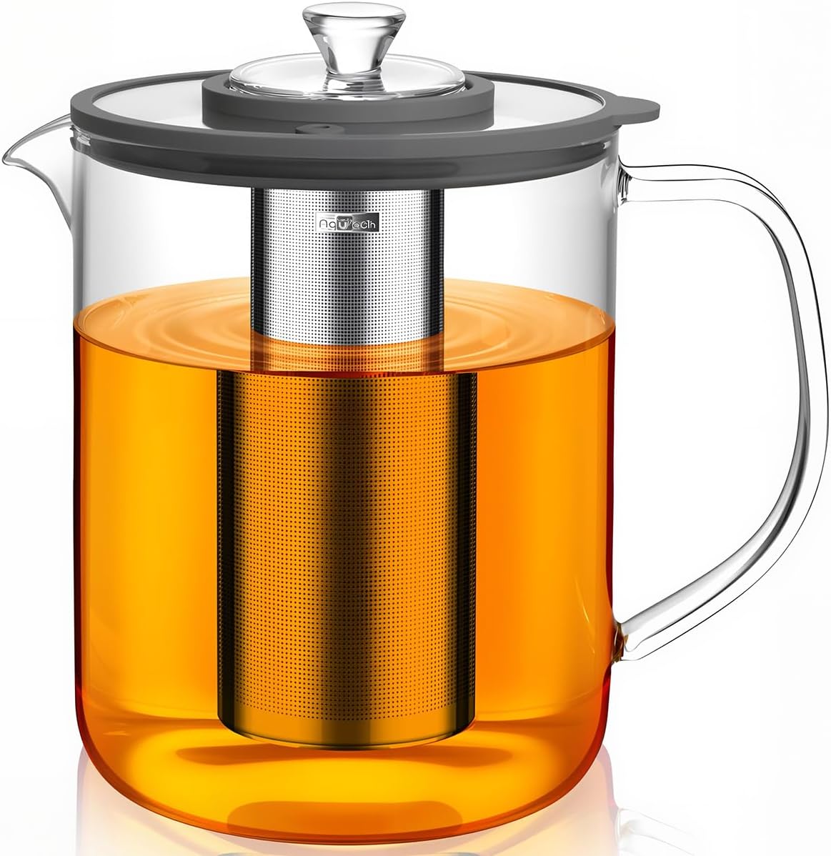 Aquach 68oz Glass Tea Pot with Infuser, Stovetop Safe Borosilicate Teapot | Dishwasher Safe, Plastic-free, Large Family Capacity, Easy-clean Opening, Loose Leaf Filter
