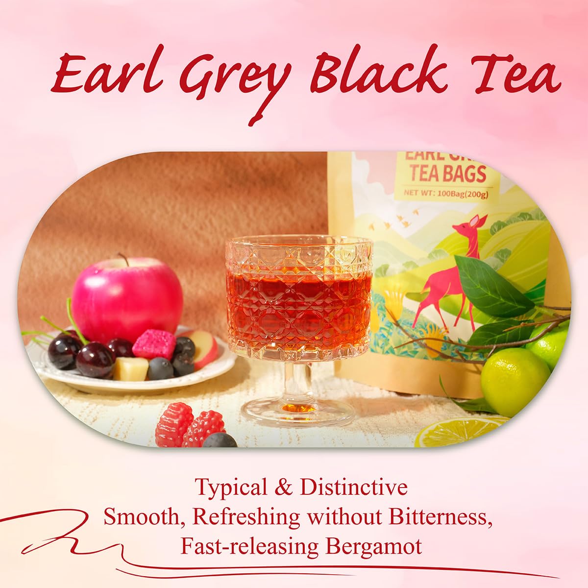 WT WEETEE Earl Grey Tea Bags 100 Count, Black Tea Flavored with Bergamot