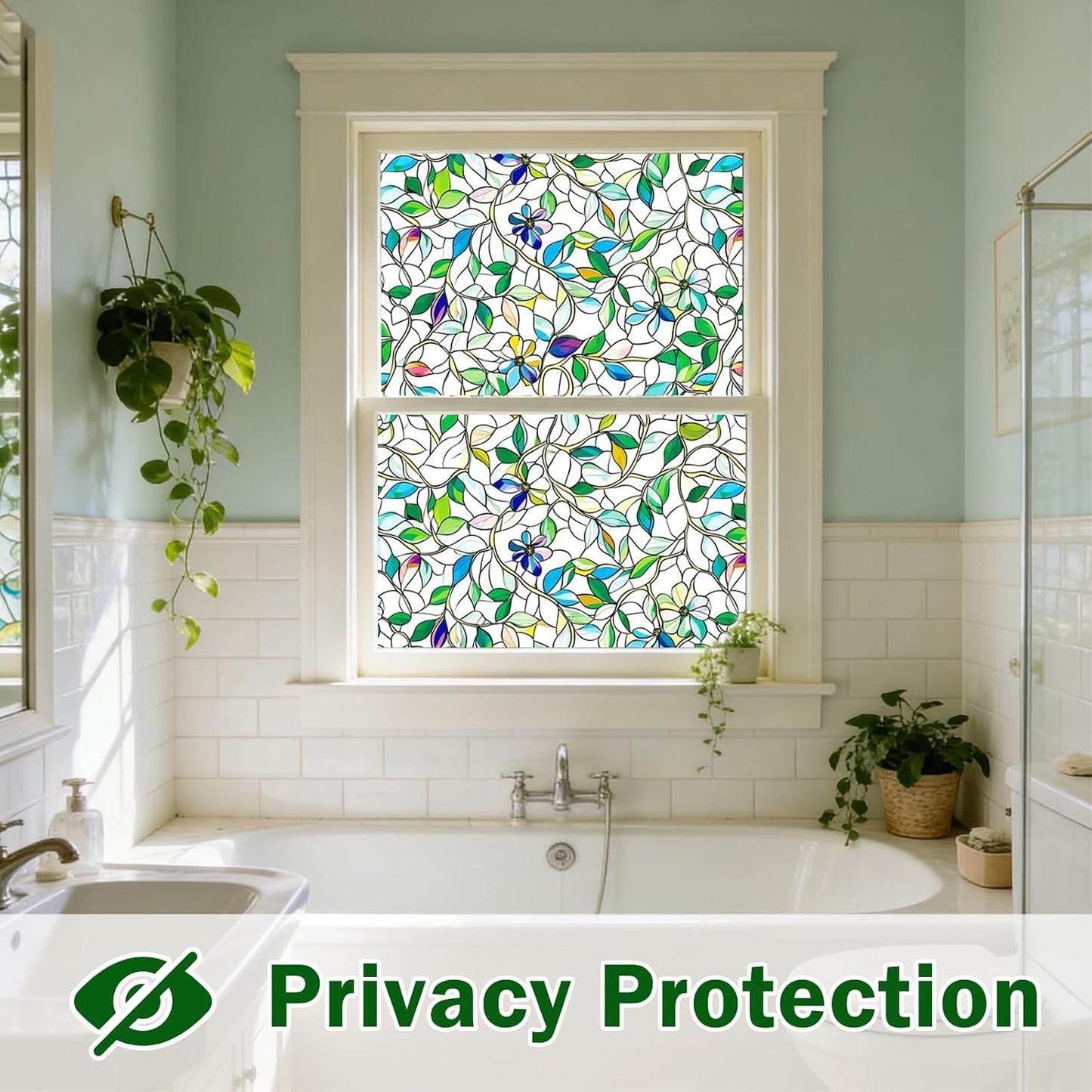 Frosted Glass Window Film, Decorative Sun Heat Blocking,Anti UV Save Energy