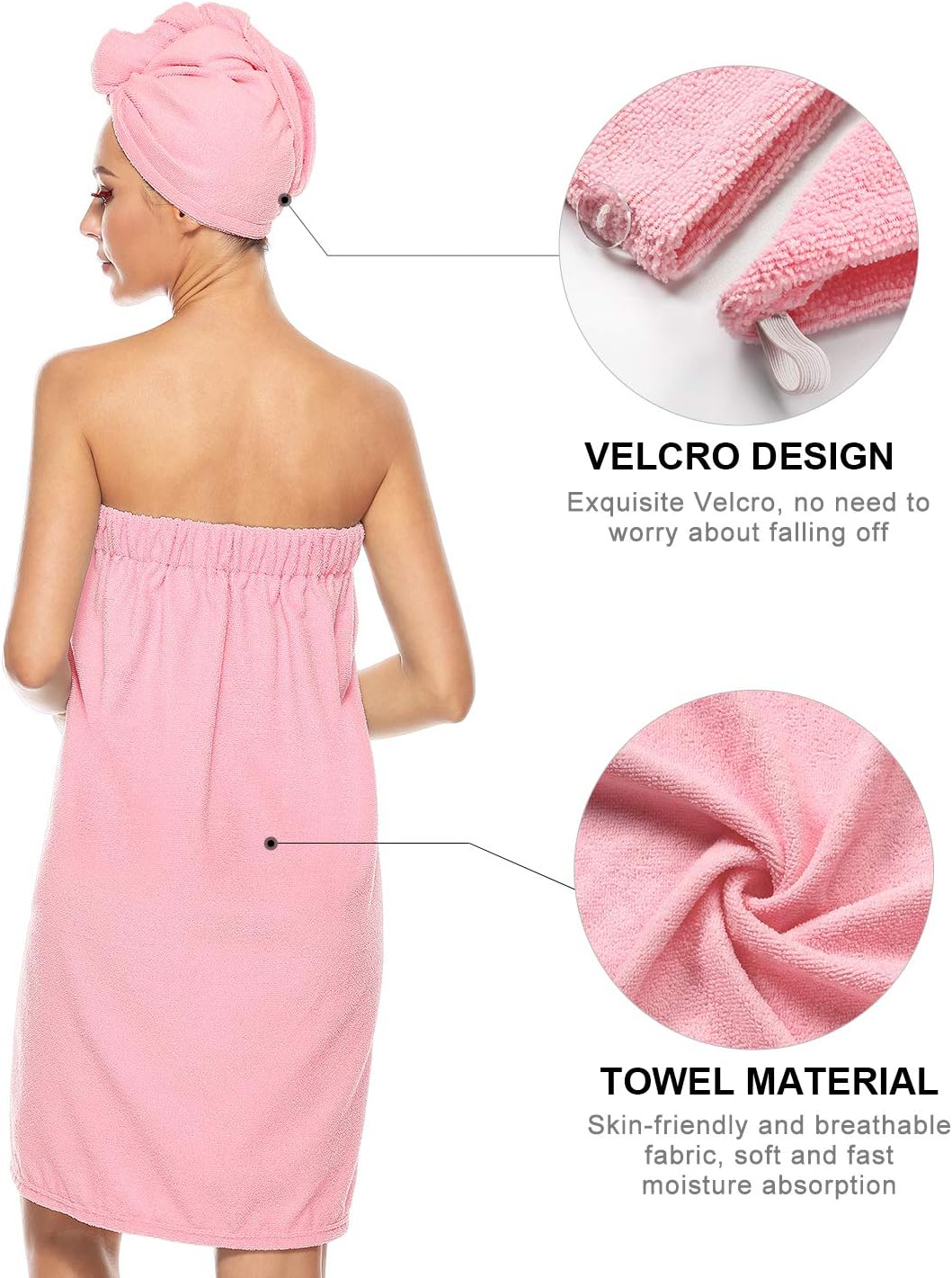Kniffi Women's Spa Wrap & Hair Towel Body Wrap Adjustable Closure Bathrobe