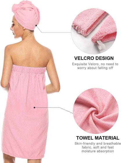Kniffi Women's Spa Wrap & Hair Towel Body Wrap Adjustable Closure Bathrobe