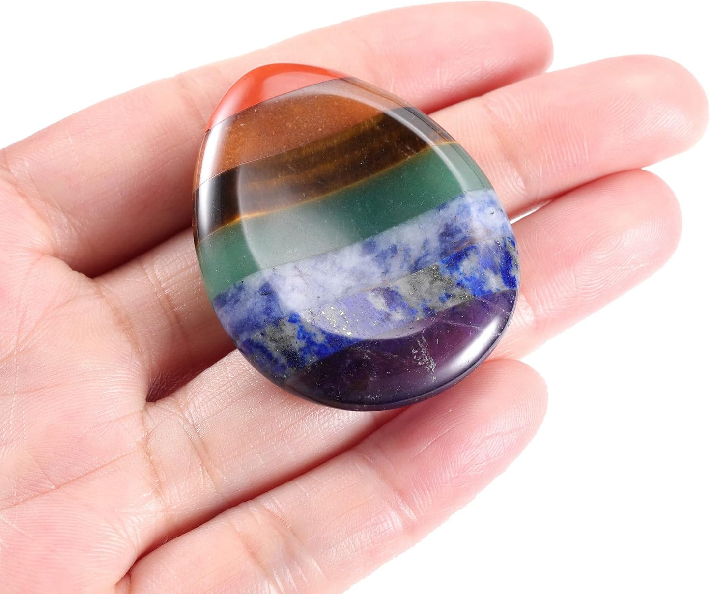 CrystalTears Tiger's Eye Thumb Worry Stone Healing Crystal Pocket Palm Stone Worry Stones for Anxiety Stress Relief