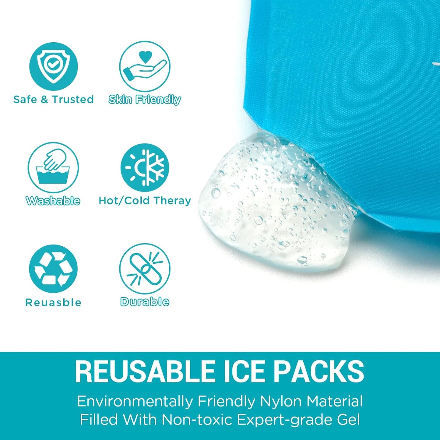 Small Ice Packs, 6 Pcs, Reusable Mini Gel Cold Packs for Injuries, Hot Cold Compress for Kid's Boo Boos, Headaches, Wisdom Teeth, Breastfeeding, Pain Relief, Fever, Mosquito Bite, First Aid 3" X 4.5"