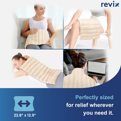 REVIX Extra Large Heating Pad Microwavable for Back with Moist Heat, Microwave Heated Wrap for Full Back, Neck Shoulder and Muscles, Rose Velvet XXL Rice Bean Bag