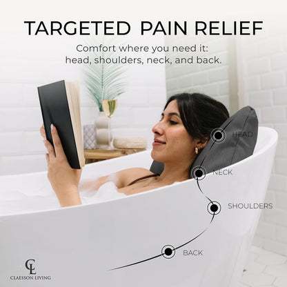 Luxury Bath Pillow for Tub - Thick and Comfortable Bathtub Pillow Support for Head and Neck and Back - Washable Quick-Drying Bath Pillows - Bath Cushion for Home Spa - Fits Any Bathtub - Light Gray