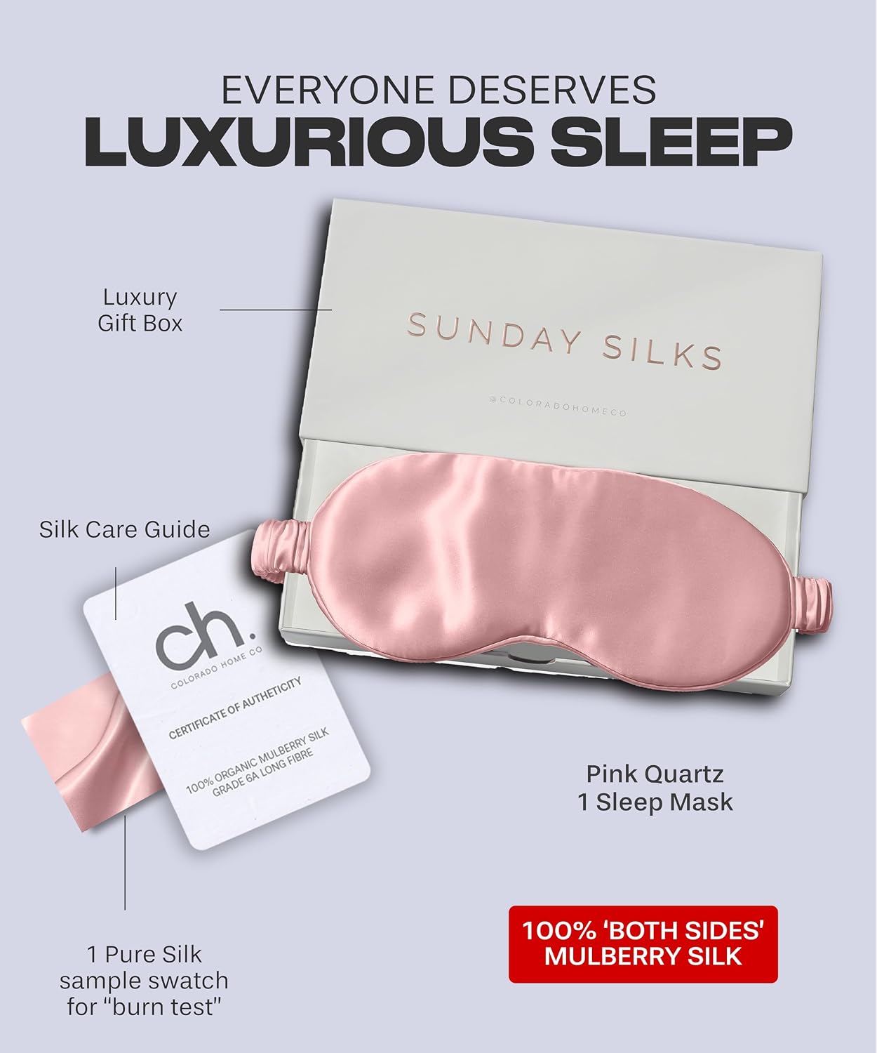 SUNDAYSILKS™ | Adjustable Silk Sleep Mask for Side Sleeper | Cloud-Like Comfort, Weighted for Deep Sleep | Soft Sleep Face Mask for Women & Men, Full Blackout, Cooling Silk Eye Mask for Sleeping