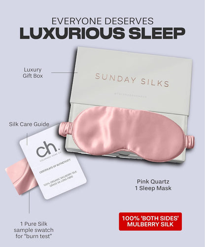 SUNDAYSILKS™ | Adjustable Silk Sleep Mask for Side Sleeper | Cloud-Like Comfort, Weighted for Deep Sleep | Soft Sleep Face Mask for Women & Men, Full Blackout, Cooling Silk Eye Mask for Sleeping