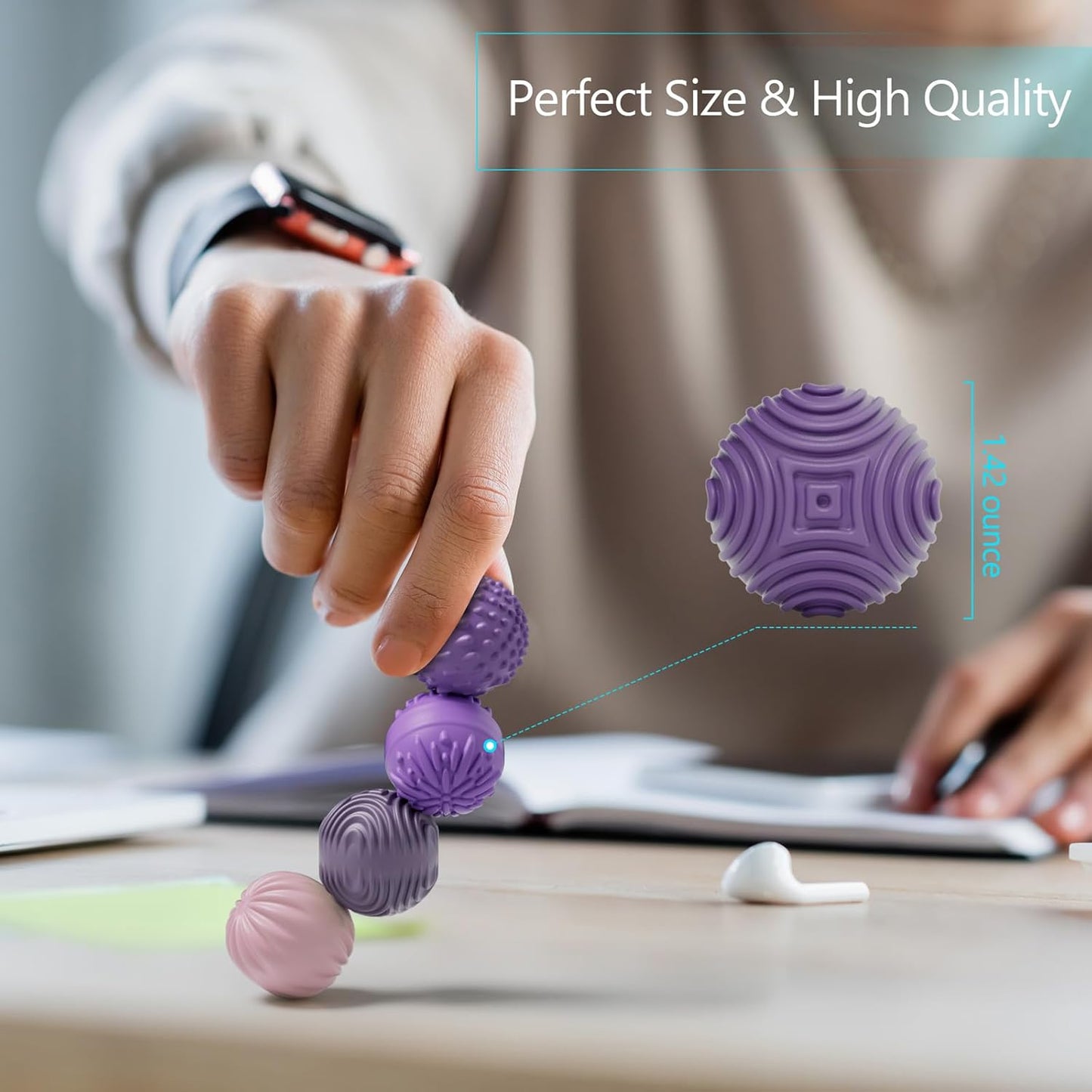 luckdoor Silicone Magnetic Balls Fidget Toys for Adults & Teens,4PCS Stress Relief Sensory Toys for Autism ADHD Anxiety,Fun Textures Gadgets,Office Desk Toy,Stocking Stuffers for Men Women Teen Gifts