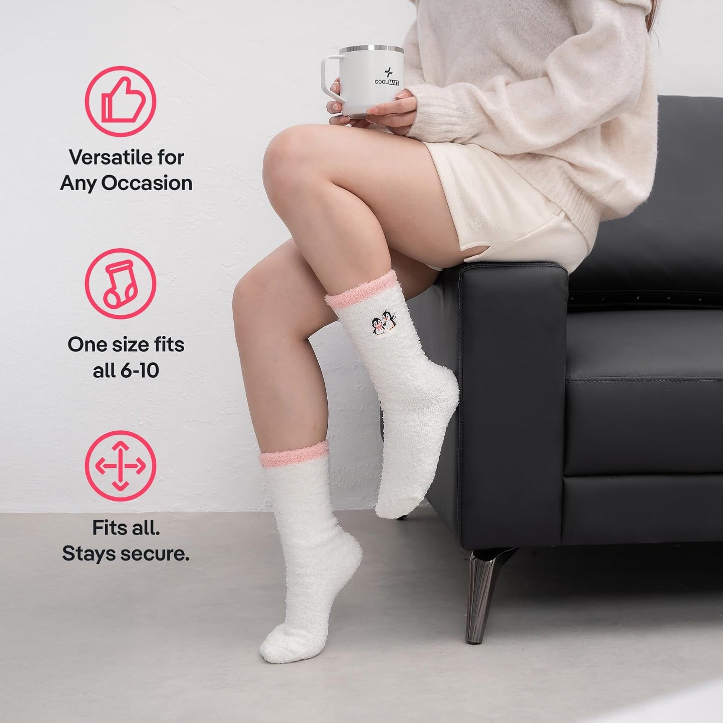 COOLMATE Fuzzy Socks for Women Gift Box – Cozy Soft Cloud Socks for Spa Home, Mother’s Day Gifts for Mom Grandma