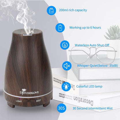Diffuserlove Diffuser 2 Pack Essential Oil Diffuser 200ML Remote Control Ultrasonic Aromatherapy Diffuser Mist Humidifiers for Bedroom Office Yoga