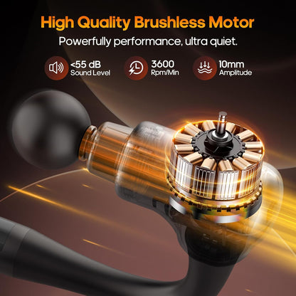 AERLANG Massager Gun with Heat Massage Gun with Extension Handle Fathers Day Gift for him Dad Back Massager Deep Tissue Muscle Massager Portable Percussion Massage Gun 10 Speeds& 7 Massage Heads