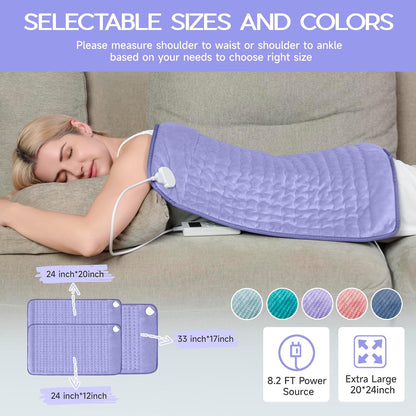 Heating Pad for Period Cramps, Heating Pad for Back/Neck/Shoulder Muscle Pain, 6 Heating & 4 Timer Setting, Auto Shut Off, Dry/Moist Heat & Machine Washable, Birthday Christma s Gifts for Women Mom