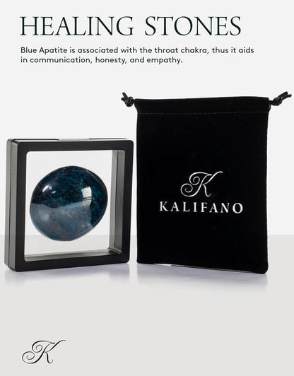 KALIFANO Palm Stone with Healing & Calming Effects - AAA+ Grade High Energy Worry Stone with Information Card - Reiki Crystal Used for Courage (Family Owned and Operated)