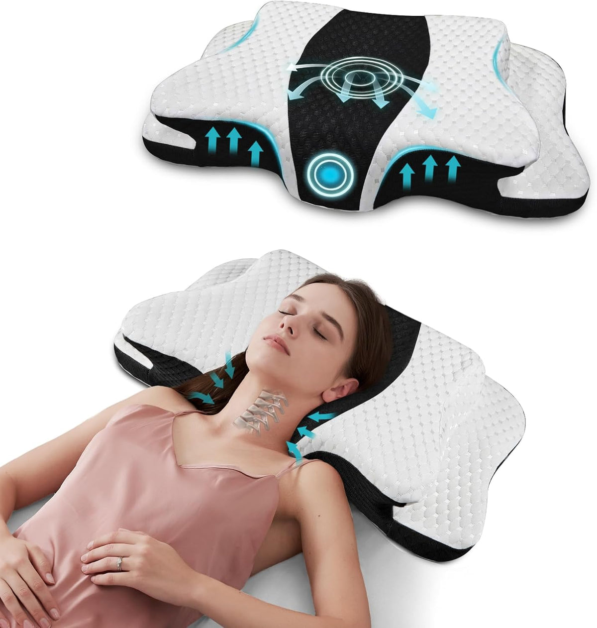 CHxxy Cervical Neck Pillow for Pain Relief Sleeping, Memory Foam Pillows