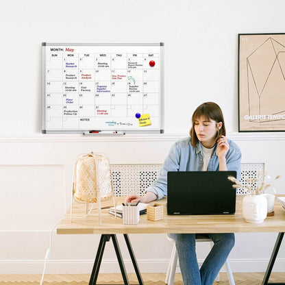 Comix Magnetic Monthly Calendar Whiteboard, 24 x 18 Inches Wall Planner