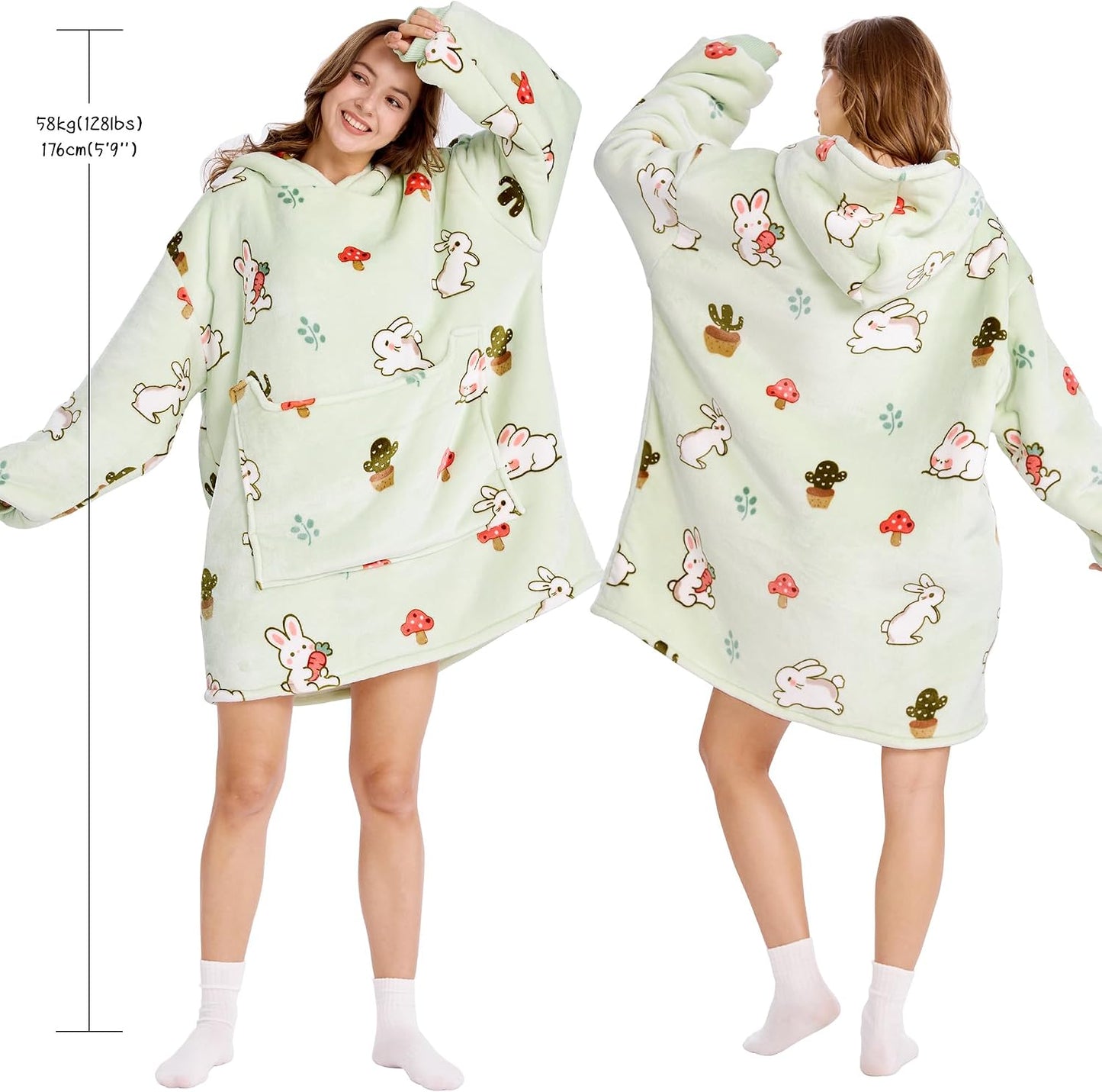Aemilas Wearable Blanket Hoodie - Warm Sherpa Blanket Sweatshirt as Gifts for Adult Women Mom Men, One Size Fits All