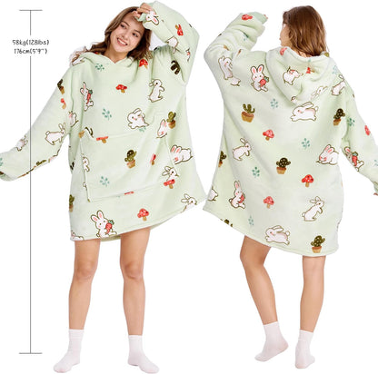 Aemilas Wearable Blanket Hoodie - Warm Sherpa Blanket Sweatshirt as Gifts for Adult Women Mom Men, One Size Fits All