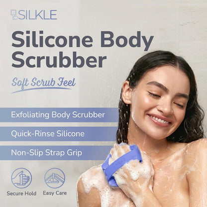 SILKLE Silicone Body Scrubber Exfoliator, Shower Scrubber & Silicone Loofah