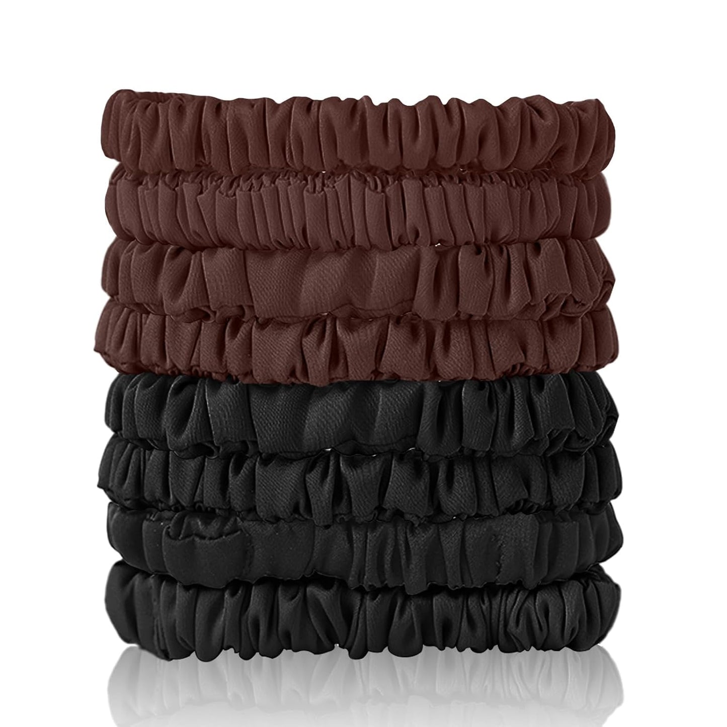 4Pcs Mulberry Silk Scrunchies Set, Silk Hair Ties Elastic for Women, Skinny Scrunchies Reduces Breakage for All Hair Types