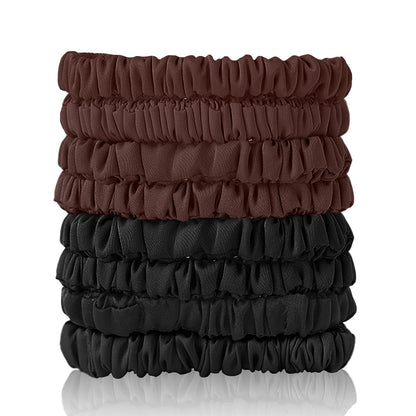 4Pcs Mulberry Silk Scrunchies Set, Silk Hair Ties Elastic for Women, Skinny Scrunchies Reduces Breakage for All Hair Types