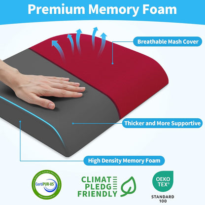 TranquilRelax Large Seat Cushion, Memory Foam Cushion for Long Sitting Hours on Office Chair, Car Seat, Non-Slip Chair Pad for Sciatica, Coccyx, Tailbone Pain Relief & Post-Surgery Recovery (Black)