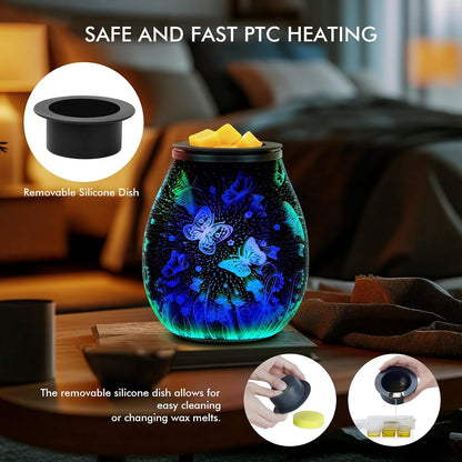 Wax Melt Warmer for Scented Wax- Glass Wax Melter for Home Fragrance with Removable Tray, Essential Oil Warmer Wax Cubes Burner Aroma Night Light for Home Office Bedroom Decor Gifts for Women
