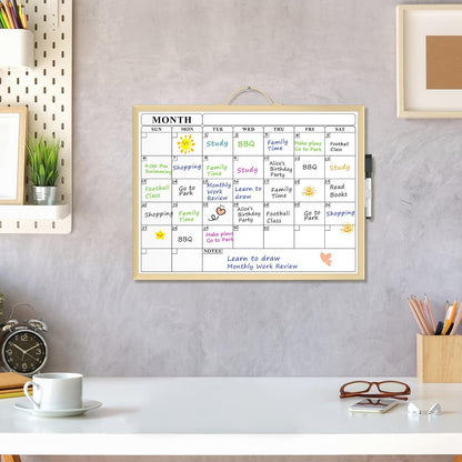 MaxGear Monthly Calendar Whiteboard, Magnetic Double-Sided Board, 16" x 12"