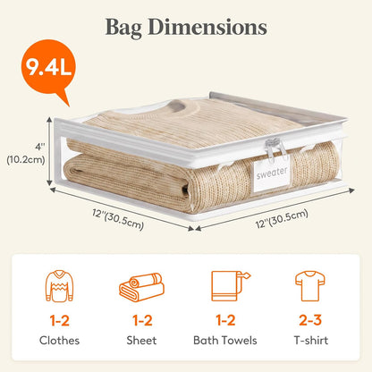 Lifewit Clear Zippered Storage Bags, Plastic Sweater Storage Bags Clothing Organizer for Blankets Linen Sweater Bed Sheet Quilt Clothes (15.7 x 13.8 x 3.9 Inch)