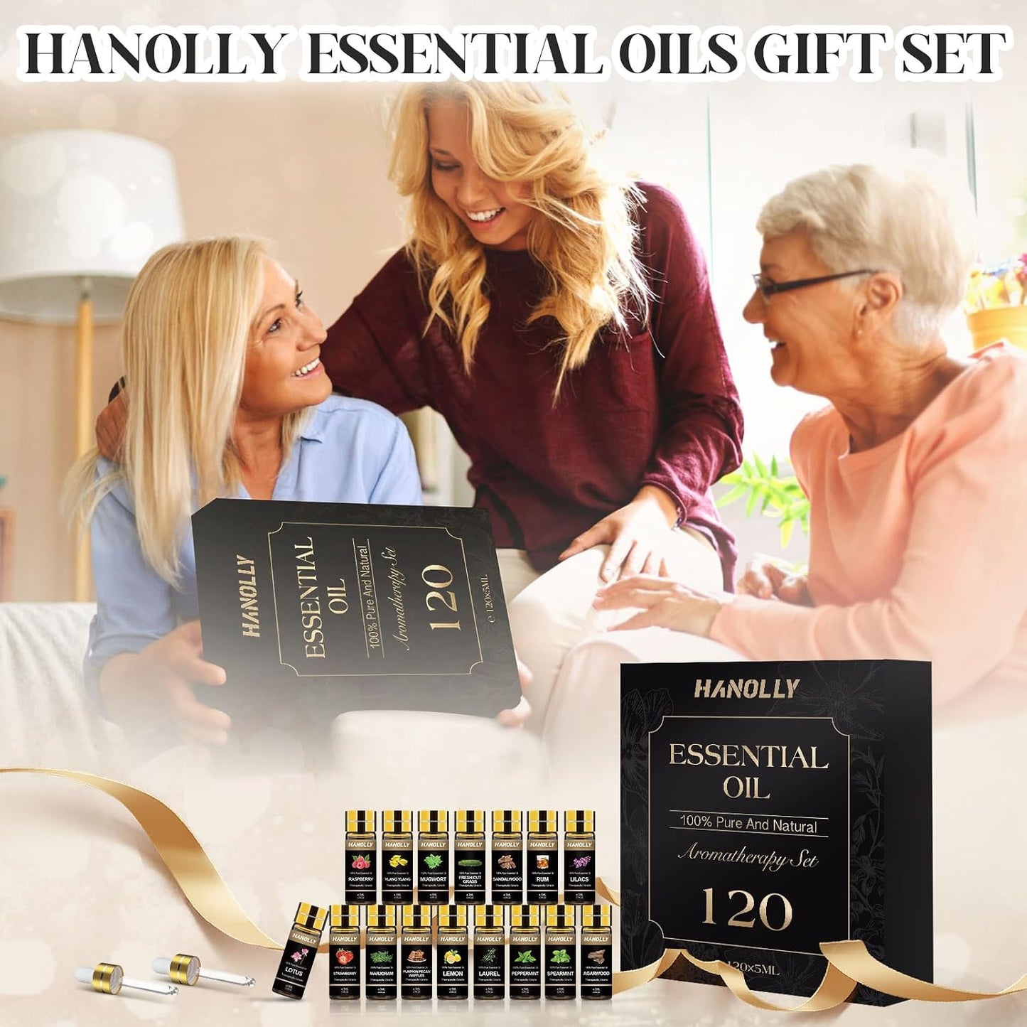 Essential Oils Set -120 Pcs Aromatherapy Essential Oil Kit for Diffuser, Humidifier, Massage, Skin Care, Candle Making - Fruity, Floral, Bakery, Mens, Woody & Herbal Essential Oil Gift Set