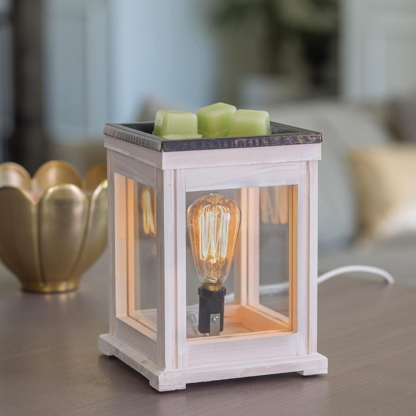 Candle Warmers ETC. Vintage Bulb Illumination Fragrance Warmer- Light-Up Warmer for Warming Scented Candle Wax Melts and Tarts to Freshen Room, Apothecary