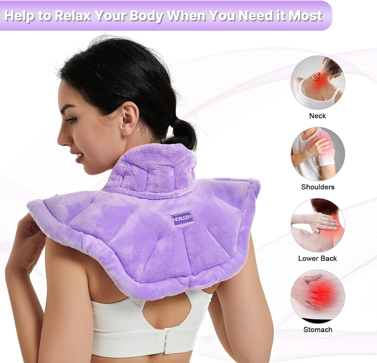 MORLIDEN Neck Heating Pad Microwavable for Shoulders, Warmer Wrap Microwave Heating Pad for Neck and Shoulders for Pain Relief (Navy Blue)