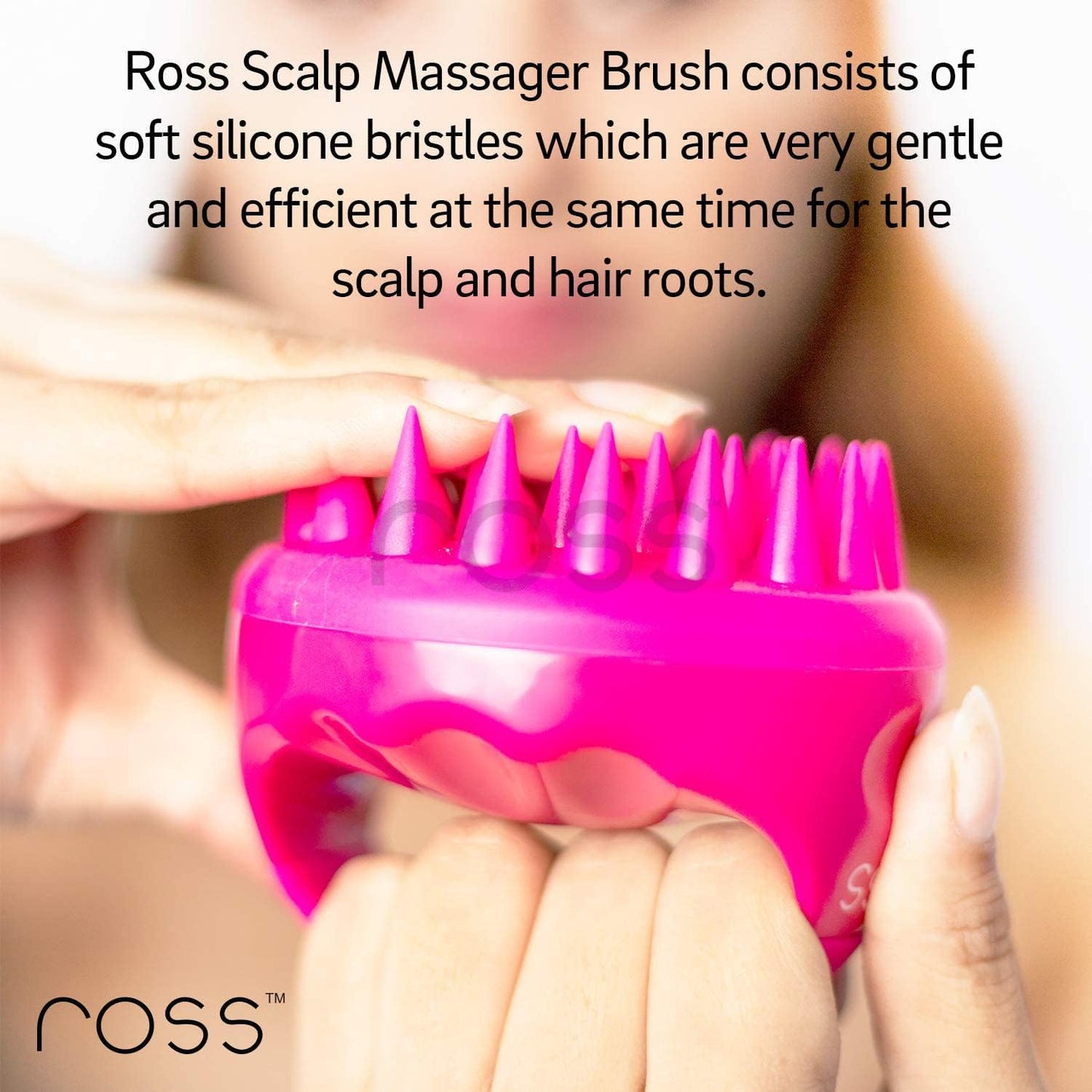 Ross Hair Scalp Massager Shampoo Brush with Soft Silicone Bristles for Anti Dandruff, Exfoliating with Scalp Care Manual Head Massager, 1 Count (Pack of 1) (Style 1, Black)
