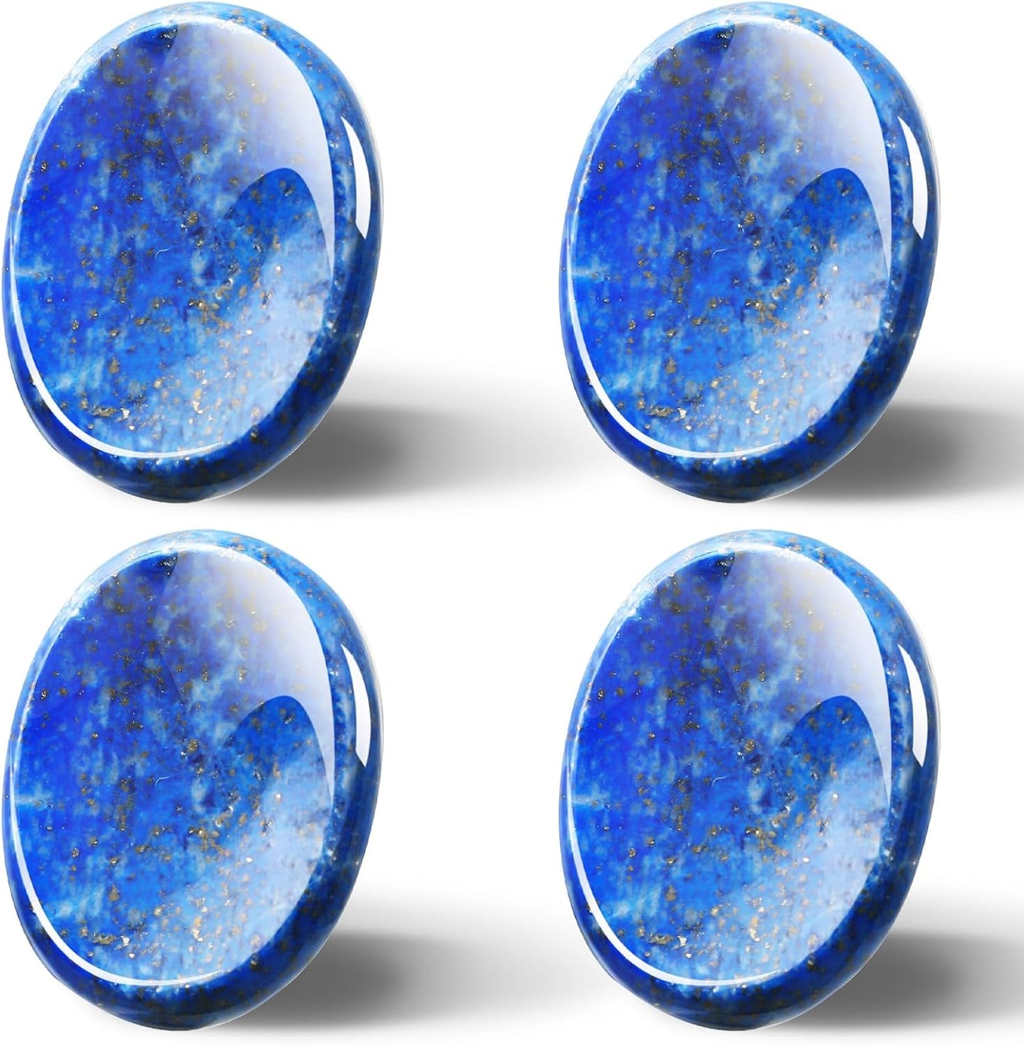 Roowest 4 Pcs Thumb Worry Stone for Anxiety Natural Crystal Healing Stone Chakras Amethyst Tiger Eye Quartz Pocket Hug Gift for Office Stress Meditation(Chromashift,Oval)
