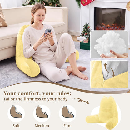 Sasttie Reading Pillows for Sitting in Bed Adult, Back Pillow Bed Sitting Up, Back-Rest Support Cushion for Sit Up on Couch, Sofa, and Floor, Dorm Essentials, Oeko-Tex Certified, Dark Grey