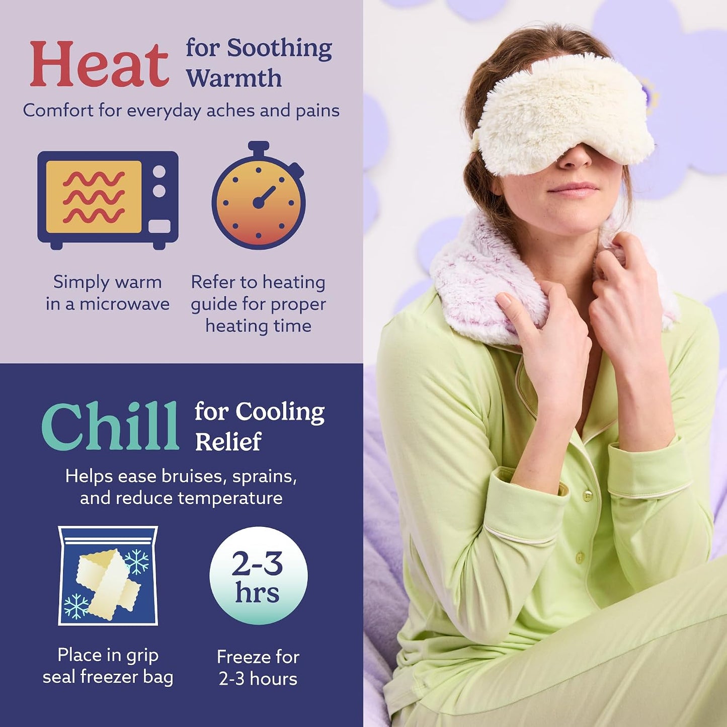 warmies Microwavable Neck & Shoulder Wrap - Weighted Neck Wrap - Microwavable Heat Pack for Shoulders - Chillable Heating Pad with Lavender for Aches & Pain - Marshmallow Gray, 19 x 5 x 3 in, 2 lb