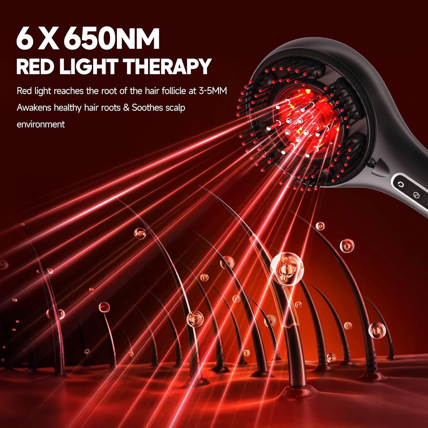 Red Light Hair Brush Scalp Massager, Portable Scalp Massager for Men Women