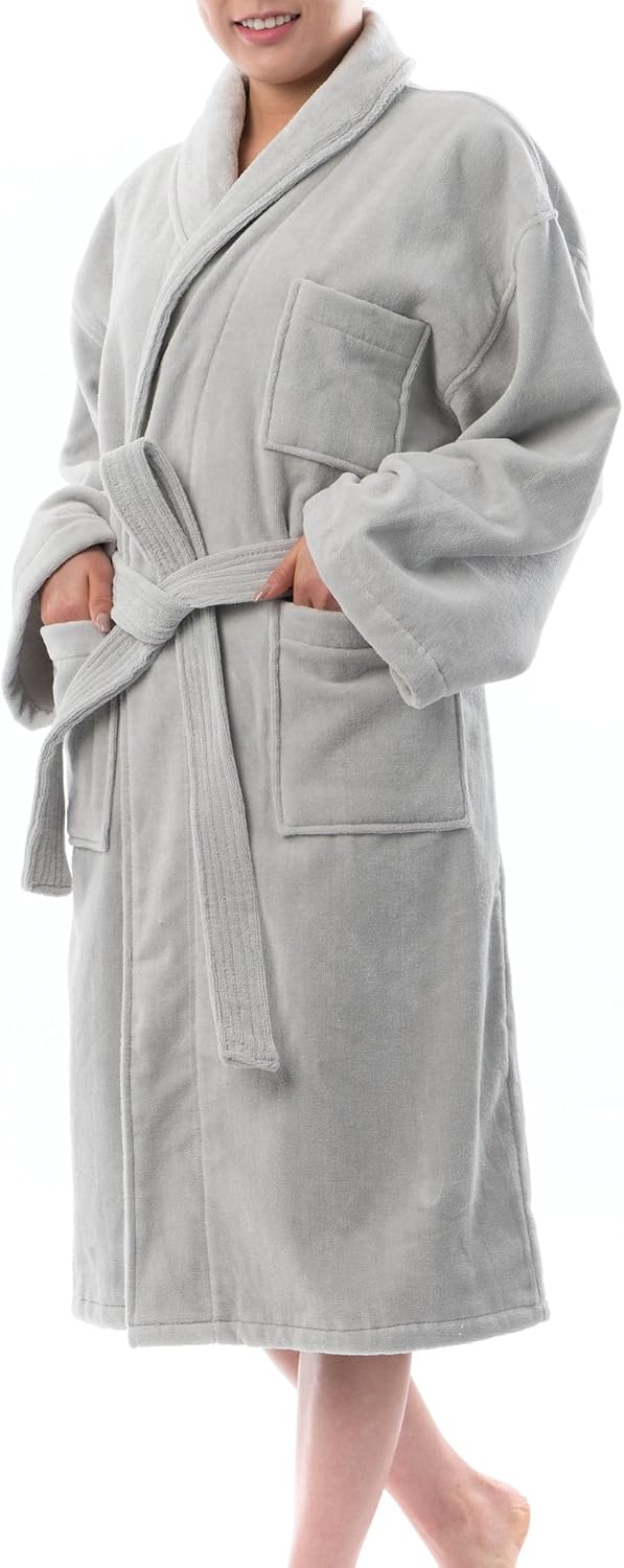Alpine Swiss Blair Womens Cotton Terry Cloth Bathrobe Shawl Collar Velour Spa Robe