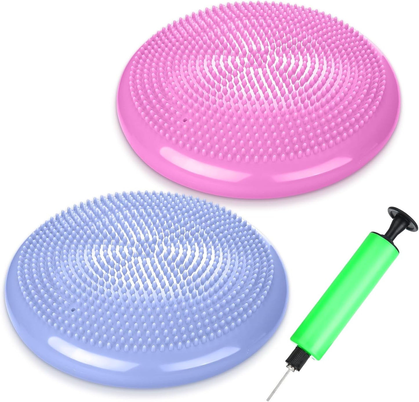 Silipull 2 Pcs Wiggle Seat Inflated Wobble Cushion Flexible Balance Disc with Air Pump for Core Stability Strengthening Improving Posture Physical Exercise