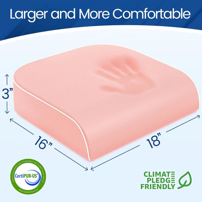 SweetSlubr Seat Cushion for Tailbone Pain Relief, Office Chair Cushion, Chair Pad, Memory Foam Large Cushion with Non-Slip Cover for Soft Support at Office Chair, Car Seat, Airplane, Black/Large