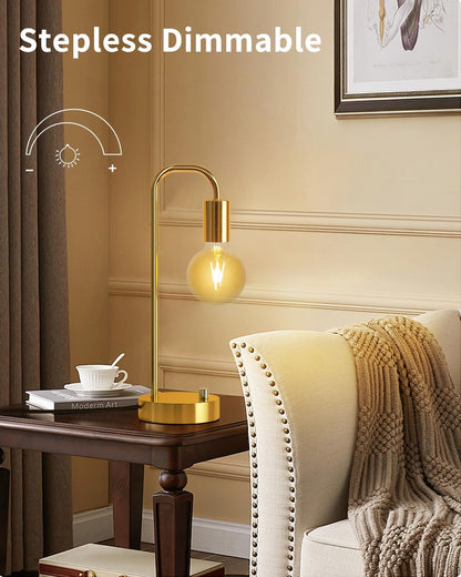 ONEWISH Industrial Table Lamp for Bedroom, Fully Dimmable Modern Bedside Lamps with 2700K Warm Light Bulb for Kids Reading, Minimalist Nightstand Lamps for Living Room, Office (Bulb Included)
