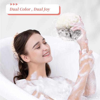 FARMOGA Bath Loofah Sponge Body Scrubber Shower Sponge Exfoliating Mesh Pouf Shower Ball Bath Sponges for Women and Men Bathing Accessories (4Pack 50G Colorful)