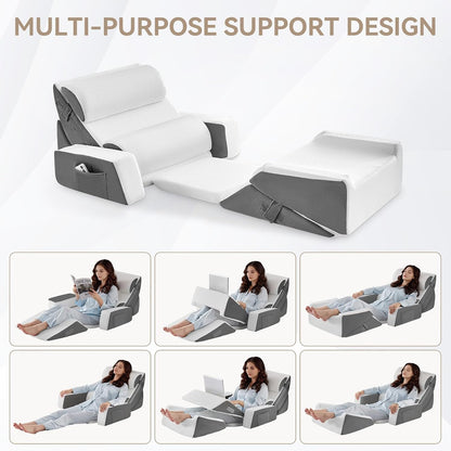 Yojoker 4PCS Orthopedic Bed Wedge Pillow Set for Sleeping, Post Surgery Foam Pillow for Body, Back and Leg Pain Relief, Triangle Adjustable Support Pillow - Acid Reflux, Anti Snoring & GERD Sleeping