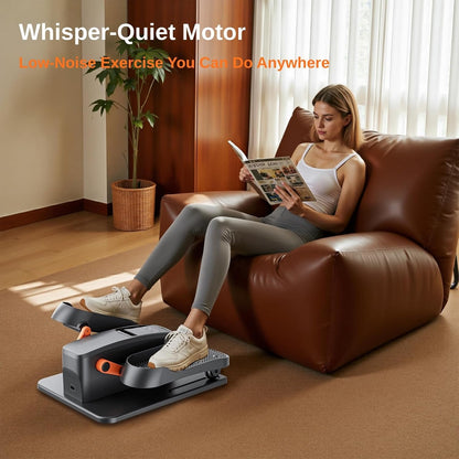 Under Desk Elliptical Exercise Machine, Quiet Seated Pedal Exerciser for Senior, Dual-Direction Elliptical Leg Exerciser with Monitor & Remote for Home Office, 12 Manual Speeds & 12 Auto Modes