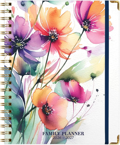 FAMILY PLANNER ORGANIZER – 8.5" x 11" Weekly & Monthly Calendar (May 2026-Jun 2027). 5+ People, Meal Planning, Budgeting, Habit Tracker – Hardcover, Household Schedule Organizer for Parents, Kids, & Caregivers (Navy Gold Numbers)