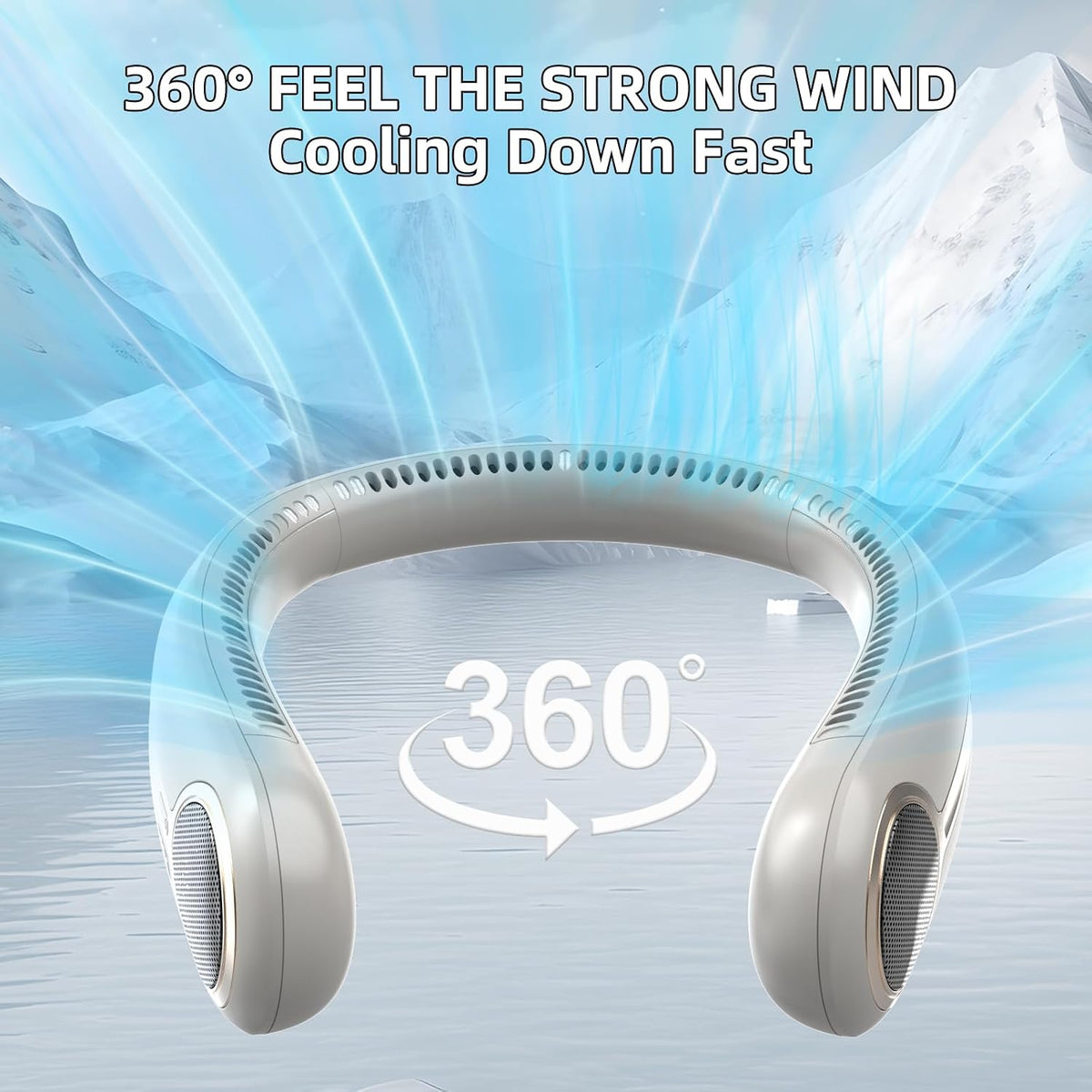 Portable Neck Fan, Personal Wearable Bladeless Fan, 6000mAh USB Rechargeable, 360° Airflow, LED Display, 4-Speeds, Hands Free Fan for Outdoor Indoor, Birthday Gifts for Men Women Dad Mom (Black)