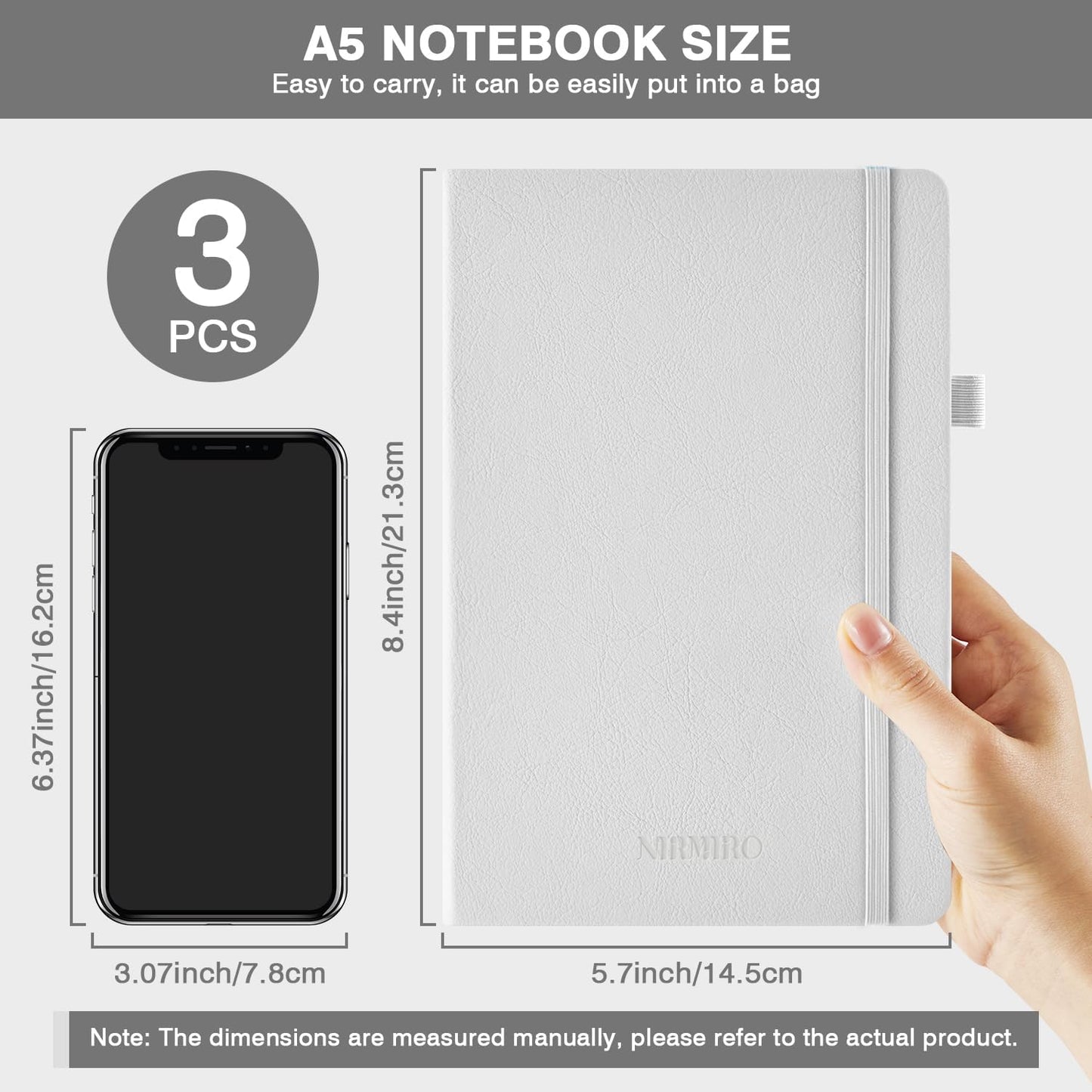 NIRMIRO (3 Pack) Pocket Notebook Small Journal with Pen, 3.7" x 5.7", A6 Mini Notebook for Women Men Work Writing, Hardcover Small Pocket Notepad with 100Gsm Premium Thick Lined Paper, Black Leather